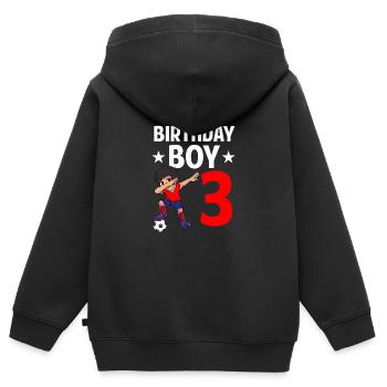 Birthday Boy 3 Years Old Dabbing Soccer Player - Kids Premium Organic Zip-up Hoodie - black - Back - AI Model Kid Male (0cm)