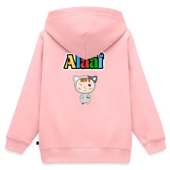 Mignon animal de carnaval, Kölle Alaaf, chat de fête - Sweat Premium à capuche zippé enfant bio - rose - Dos - AI Model Kid Female (0cm)