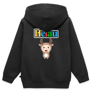 Doux animal de carnaval, Meenz Helau, fête - Sweat Premium à capuche zippé enfant bio - noir - Dos - AI Model Kid Male (0cm)