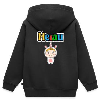 Doux animal de carnaval, Meenz Helau, fête - Sweat Premium à capuche zippé enfant bio - noir - Dos - AI Model Kid Male (0cm)