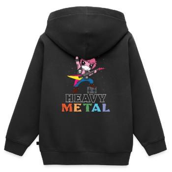 Rocker Licorne Guitare Metal Musique Heavy - Sweat Premium à capuche zippé enfant bio - noir - Dos - AI Model Kid Male (0cm)