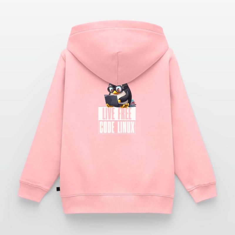 Live Free Code Linux Nerd Tux Nerdy Penguin Coding Kinder Premium Organic Zip Hoodie