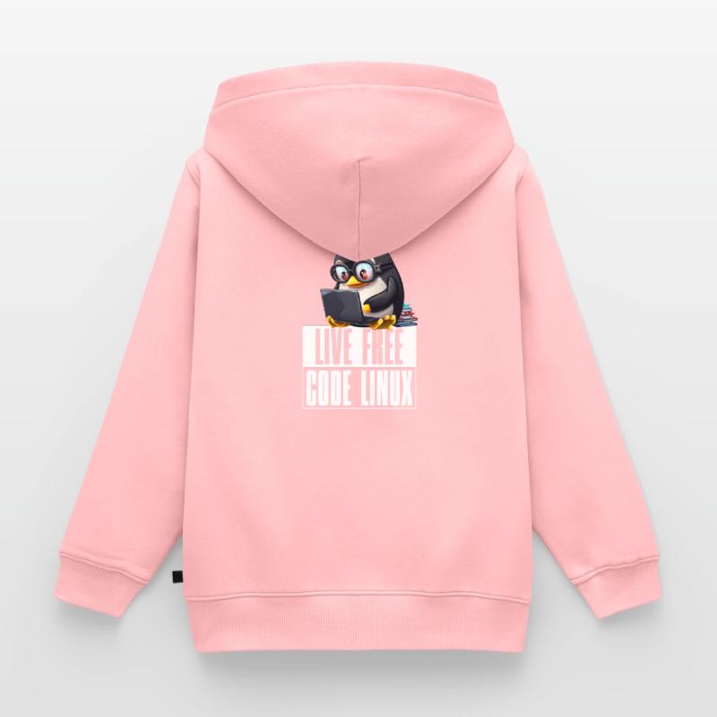 Live Free Code Linux Nerd Tux Nerdy Penguin Coding Kinder Premium Organic Zip Hoodie