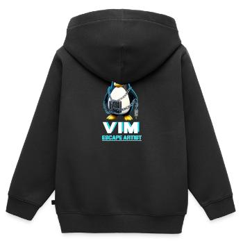 Funny for Linux Admins VIM Escape Artist Tux - Kinder Premium Organic Zip Hoodie - Schwarz - Hinten - AI Model Kid Male (0cm)