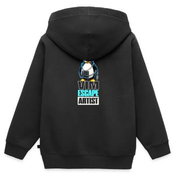 Linux Humor VIM Escape Artist Tux the Penguin - Kinder Premium Organic Zip Hoodie - Schwarz - Hinten - AI Model Kid Male (0cm)