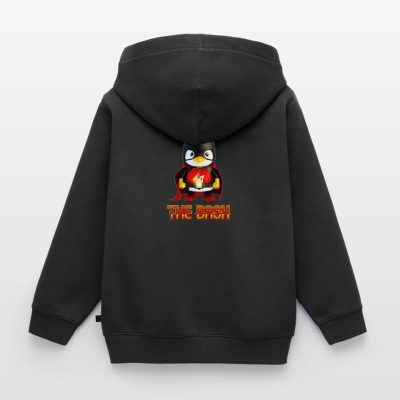 The Bash Penguin Superhero for Linux Coder and Kinder Premium Organic Zip Hoodie