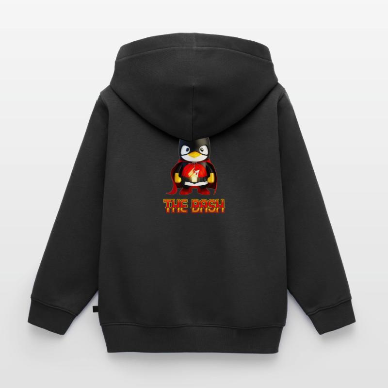 The Bash Penguin Superhero for Linux Coder and Kinder Premium Organic Zip Hoodie