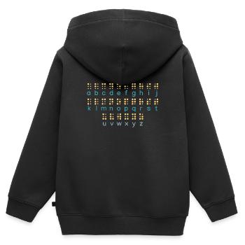 Buchstaben lernen Braille-Sprache Braille-Alphabet - Kinder Premium Organic Zip Hoodie - Schwarz - Hinten - AI Model Kid Male (0cm)