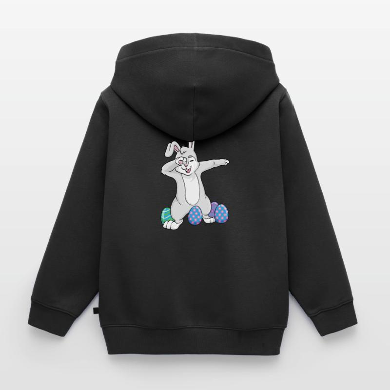 Dabbing Easter Rabbit Dad Dance Easter Eggs Kinder Premium Organic Zip Hoodie