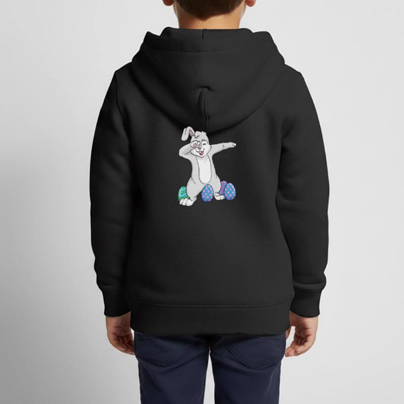 Dabbing Easter Rabbit Dad Dance Easter Eggs Kinder Premium Organic Zip Hoodie