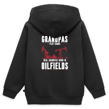 Ölfeld Bohrinsel Opa - Kinder Premium Organic Zip Hoodie - Schwarz - Hinten - AI Model Kid Male (0cm)