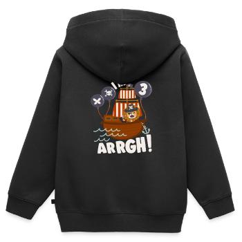 Birthday Pirate 3 Years Old Bday Party Gift Idea - Kids Premium Organic Zip-up Hoodie - black - Back - AI Model Kid Male (0cm)
