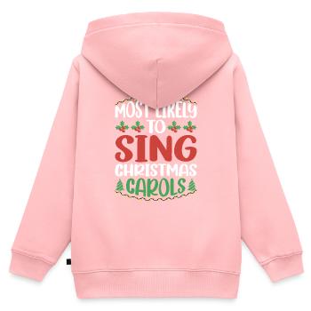 Most Likely To Sing Christmas Carols 9 - Kinder Premium Organic Zip Hoodie - Rosa - Hinten - AI Model Kid Female (0cm)