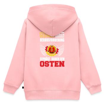 Cooler Ddr Ostdeutschland Osten Spruch - Kinder Premium Organic Zip Hoodie - Rosa - Hinten - AI Model Kid Female (0cm)