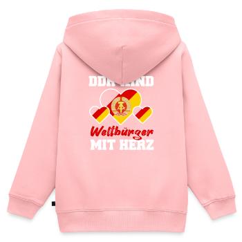 Cooler Ddr Ostdeutschland Osten Spruch - Kinder Premium Organic Zip Hoodie - Rosa - Hinten - AI Model Kid Female (0cm)