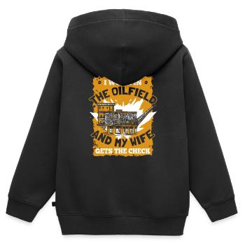Ölfeld Bohrinsel Ehefrau - Kinder Premium Organic Zip Hoodie - Schwarz - Hinten - AI Model Kid Male (0cm)