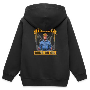 Ölfeld Bohrinsel Junge - Kinder Premium Organic Zip Hoodie - Schwarz - Hinten - AI Model Kid Male (0cm)