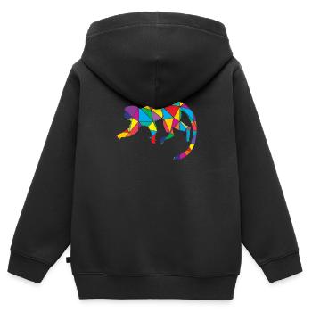 Low Poly Affe Geometrie Polygon Affe - Kinder Premium Organic Zip Hoodie - Schwarz - Hinten - AI Model Kid Male (0cm)