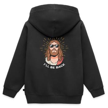 Jésus Je serai de retour Résurrection Jésus-Christ - Sweat Premium à capuche zippé enfant bio - noir - Dos - AI Model Kid Male (0cm)