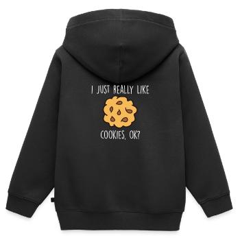 Cookies Apparel Baker Cookie Lover - Sweat Premium à capuche zippé enfant bio - noir - Dos - AI Model Kid Male (0cm)