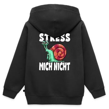 Stress Mich Nicht Schnecke Tempo - Kinder Premium Organic Zip Hoodie - Schwarz - Hinten - AI Model Kid Male (0cm)