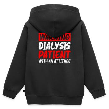 Warning Dialysis Patient With An Attitude 5 - Kinder Premium Organic Zip Hoodie - Schwarz - Hinten - AI Model Kid Male (0cm)