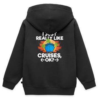 Kreuzfahrt - Kinder Premium Organic Zip Hoodie - Schwarz - Hinten - AI Model Kid Male (0cm)