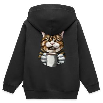 Katze mit schlechter Laune lustiges - Kinder Premium Organic Zip Hoodie - Schwarz - Hinten - AI Model Kid Male (0cm)