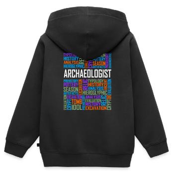 Archaeologist - Words - Kids Premium Organic Zip-up Hoodie - black - Back - AI Model Kid Male (0cm)