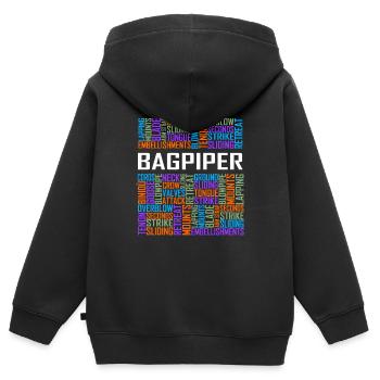 Bagpiper - Words - Kids Premium Organic Zip-up Hoodie - black - Back - AI Model Kid Male (0cm)
