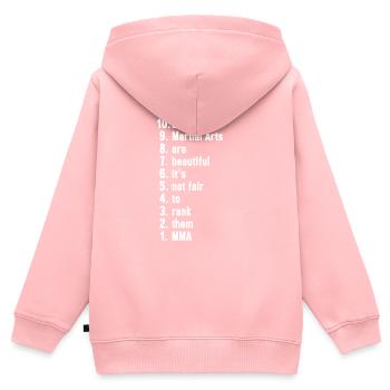 Mma Artiste Martial Arts Martiaux Cadeau - Sweat Premium à capuche zippé enfant bio - rose - Dos - AI Model Kid Female (0cm)