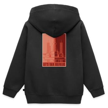 Ölfeld Bohrinsel - Kinder Premium Organic Zip Hoodie - Schwarz - Hinten - AI Model Kid Male (0cm)
