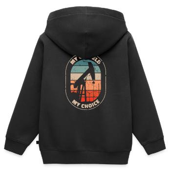 Ölfeld Bohrinsel Auswahl - Kinder Premium Organic Zip Hoodie - Schwarz - Hinten - AI Model Kid Male (0cm)