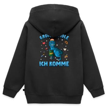 Grundschule ich komme Einschulung Tyrannosaurus - Kinder Premium Organic Zip Hoodie - Schwarz - Hinten - AI Model Kid Male (0cm)