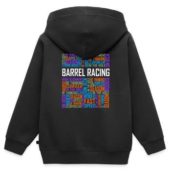 Barrel Racing - Words - Kids Premium Organic Zip-up Hoodie - black - Back - AI Model Kid Male (0cm)