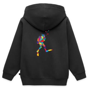 Low Poly Diving Polygon Diving - Sweat Premium à capuche zippé enfant bio - noir - Dos - AI Model Kid Male (0cm)