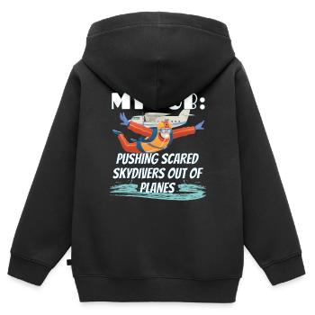 Skydiver - mein Job: Leute aus dem Flugzeug werfen - Kinder Premium Organic Zip Hoodie - Schwarz - Hinten - AI Model Kid Male (0cm)