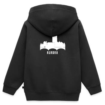 Aurora Skyline - Kinder Premium Organic Zip Hoodie - Schwarz - Hinten - AI Model Kid Male (0cm)