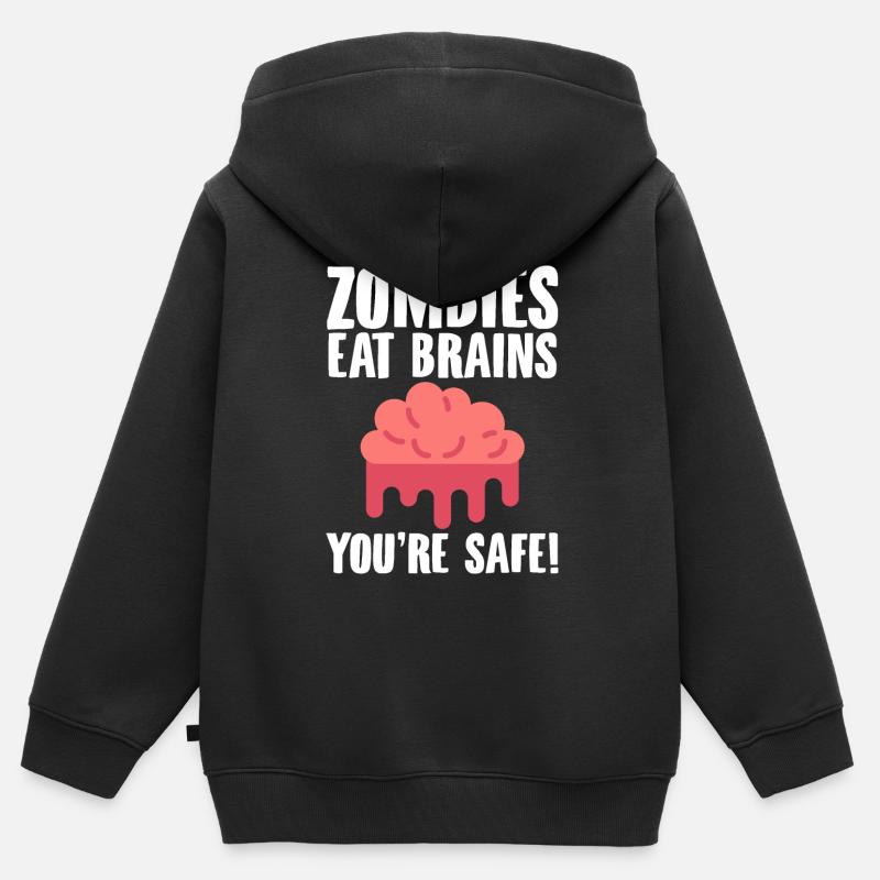 Halloween horreur effrayant dicton - Sweat Premium à capuche zippé enfant bio - noir