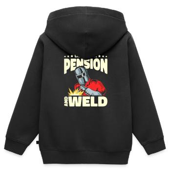 Schweißer Schlosser Die Pension - Kinder Premium Organic Zip Hoodie - Schwarz - Hinten - AI Model Kid Male (0cm)