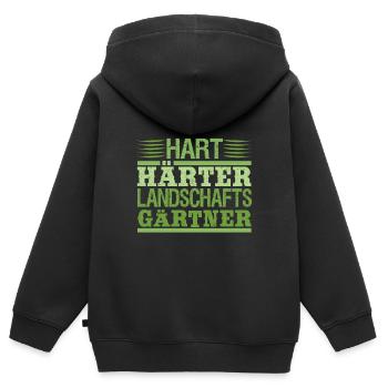 Hart Härter Landschaftsgärtner | Hobbygärtner - Kinder Premium Organic Zip Hoodie - Schwarz - Hinten - AI Model Kid Male (0cm)