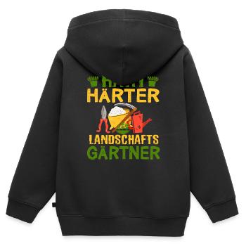 Hart Härter Landschaftsgärtner | Gartenarbeit - Kinder Premium Organic Zip Hoodie - Schwarz - Hinten - AI Model Kid Male (0cm)