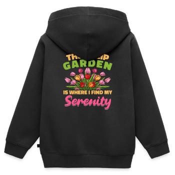 Tulipes Tulipes - Sweat Premium à capuche zippé enfant bio - noir - Dos - AI Model Kid Male (0cm)