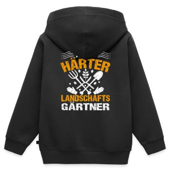 Hart Härter Landschaftsgärtner | Gartenbau - Kinder Premium Organic Zip Hoodie - Schwarz - Hinten - AI Model Kid Male (0cm)