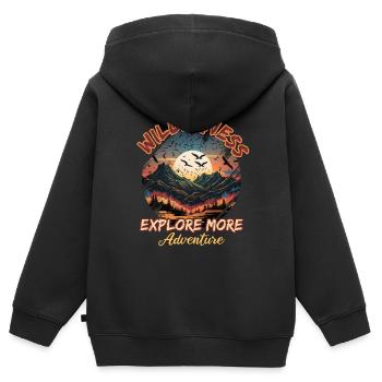 Wildnis Abenteuer Entdecken - Kinder Premium Organic Zip Hoodie - Schwarz - Hinten - AI Model Kid Male (0cm)