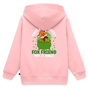Mignon trèfle renard Saint-Patrick - Sweat Premium à capuche zippé enfant bio - rose - Dos - AI Model Kid Female (0cm)