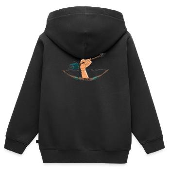Tir à l’arc Tir à l’arc Archer Main - Sweat Premium à capuche zippé enfant bio - noir - Dos - AI Model Kid Male (0cm)