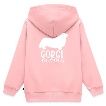 Corgi gallois - Sweat Premium à capuche zippé enfant bio - rose - Dos - AI Model Kid Female (0cm)