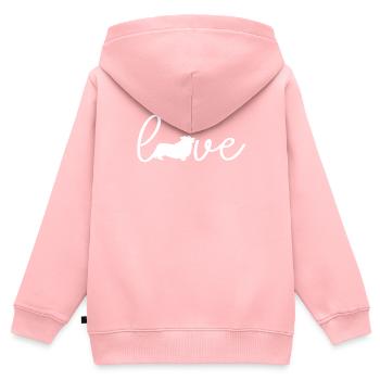 Corgi gallois - Sweat Premium à capuche zippé enfant bio - rose - Dos - AI Model Kid Female (0cm)