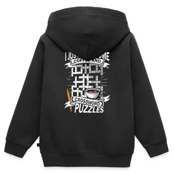 Solve crossword puzzles - Kids Premium Organic Zip-up Hoodie - black - Back - AI Model Kid Male (0cm)